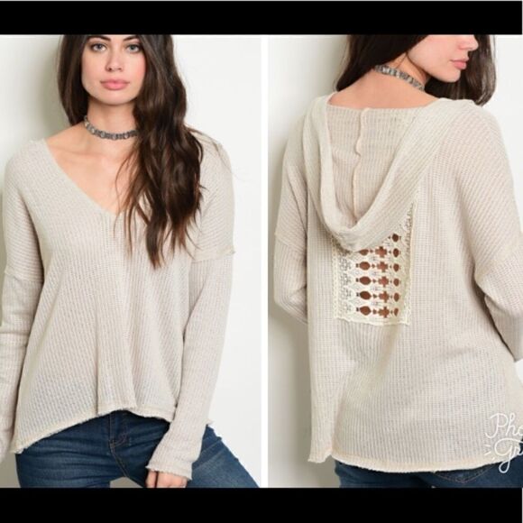 Lace Detailed Hooded Top   - Picture 1 of 5